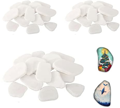 eupdd 30 Pièces Galets a Peindre: 1-3+3-5cm Galets pour La Peinture, La Décoration, Bricolage Enfant, Galets à Peindre, Galets Decoratif Jardin Exterieur, Galet Blanc Jardin, pour Cadeau de Noël