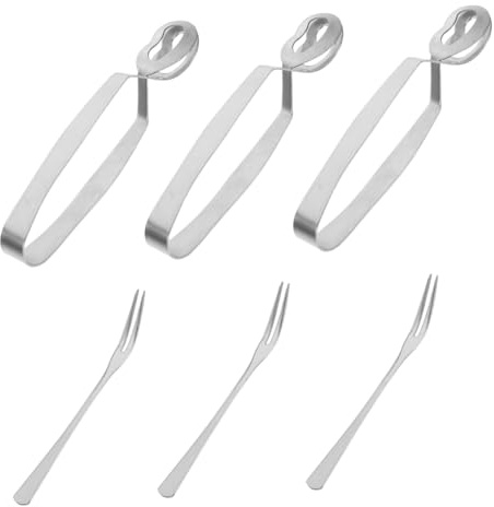 HOLIDYOYO Pince à Escargots Et Fourchette à Escargots En Acier Inoxydable 6 Pièces Compactes Manches Ergonomiques Accessoires Pour Servir Usage Quotidien Restaurant