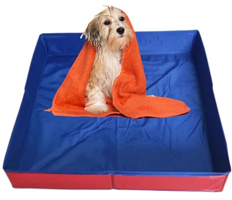 Faltbarer Hundepool, Faltbarer Klein Katzenpool Klappbar Eckig Swimmingpool PVC Planschbecken für den Außeneinsatz im Garten, leicht und tragbar (Rechteck A,50 * 50 * 10cm)