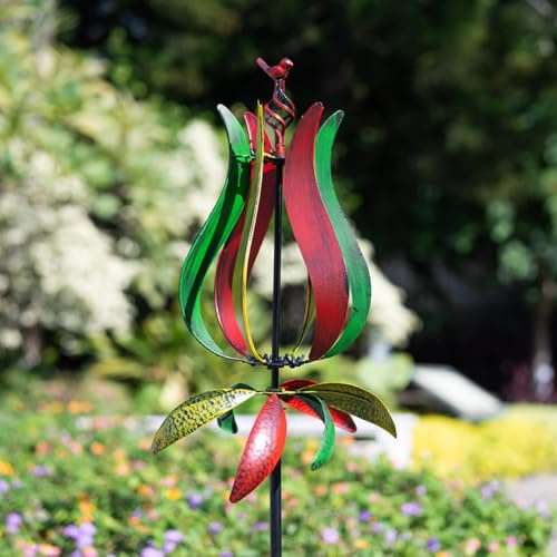 Stargarden Outdoor Wind Spinners, 13.7”Dia Metal Kinetic Wind Sculptures, Metal Yard Art Garden Decor(Multicolored)