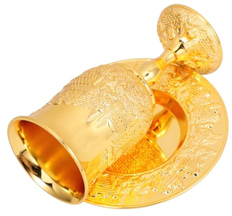 HOODANCOS Copa Kiddush Metálica Dorada para Shabat y Pascua con Platillo Diseño Ligero y Elegante Regalo para Festividades Judías