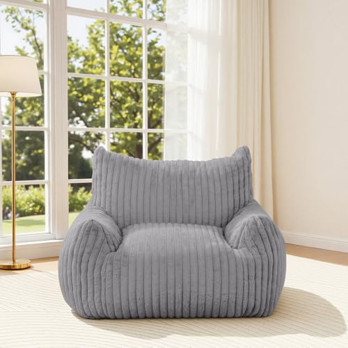 MeMoreCool Large Bean Bag Chair for Adults, 104 x 95 cm, Grey