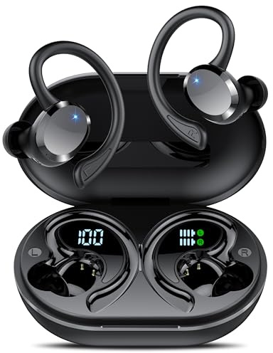 Ecouteurs Bluetooth sans Fil Sport, Écouteurs Bluetooth 5.4 avec 68H HiFi Stéréo Basses Casque, 4 ENC Réduction de Bruit Mic, Oreillette Bluetooth Sport IP7 Étanche, Écran LED, Contrôle Tactile