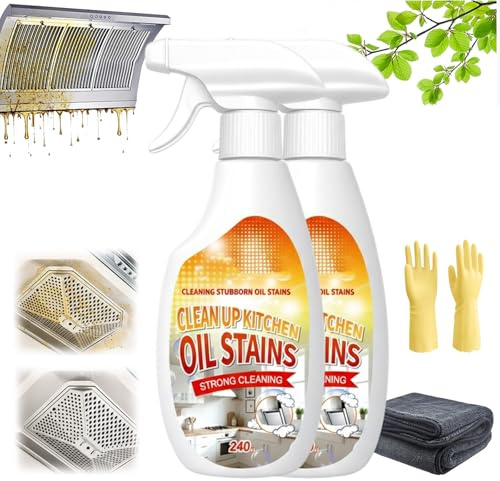 Heavy-Duty Kitchen Degreaser Foam Cleaner, Multipurpose Oil Stain Remover Spray, Oven Cleaner Heavy Duty Oil Stains Spray for Multi-Surface Cookware Countertop Range Hoods (2 PCS)