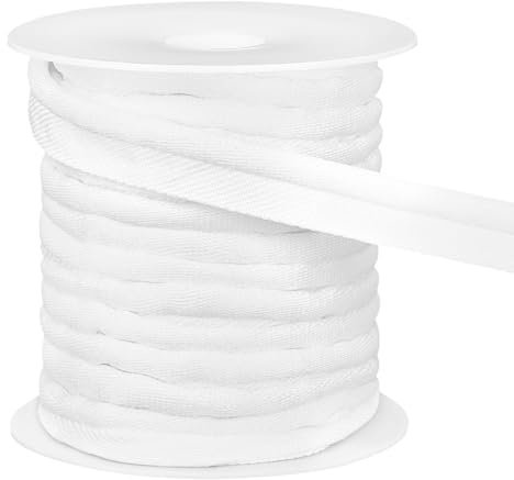 BENECREAT 9.1m/10Yard White Piping Cord Trim, 15mm/5/8 inch Wide Polyester Bias Tape Piping, Binding Lip Cord Trim for Sewing Dresses, Clothes, Cushions, Slipcovers, DIY Home Decoration