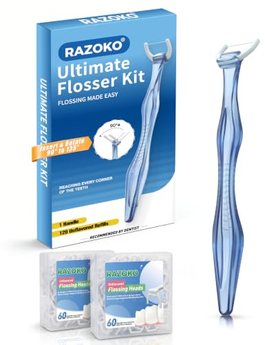 Zahnseide Sticks für Zahnspangen, 135°gewinkelter Reiniger,Blau