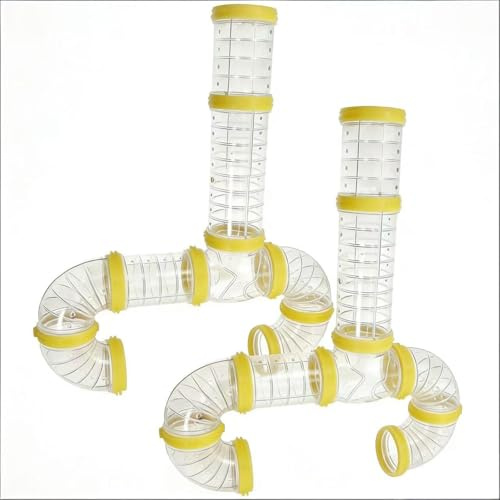 Tunnel e Kit di Connessione per Criceti 2 Set Trasparenti Esterni in Plastica Accessori, Porcellini D'india e Piccoli Animali Domestici per topo, criceto, ratto e