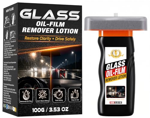Glass Emulsion Cleaner, Car Oil Film Remover, Hand-Held Windscreen Cleaner with Roll-On Brush, Removes Traffic Residue, Water Spots, Fog and Streaks, Automotive Glass Cleaner for Cars, Motorcycles