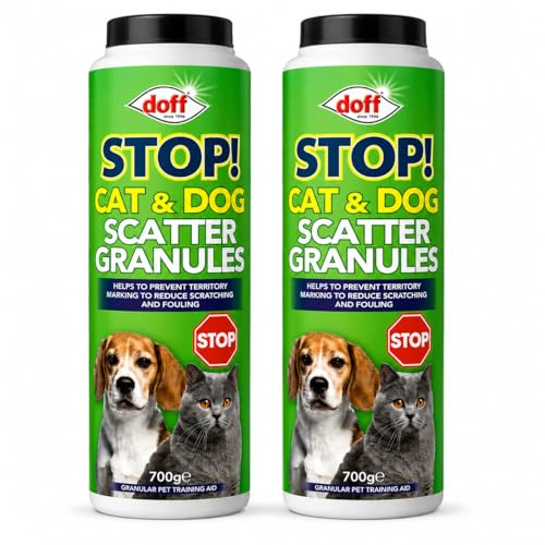 2 x Doff Cat & Dog Scatter Granules 700g – Outdoor Cats & Dogs Repellent for Gardens, Lawns & Patios – Helps Prevent Fouling, Digging & Scratching – Pet Deterrent Granules for Outdoor Use