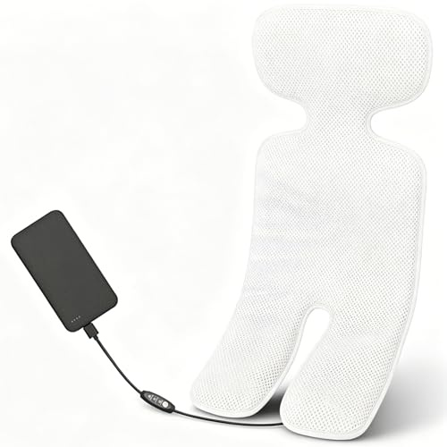 Almohadilla de enfriamiento para asiento de automóvil, almohadilla de enfriamiento para cochecito de 4 ventiladores, cojín de ventilación para cochecito con 3 velocidades, transpirable, lavable, se