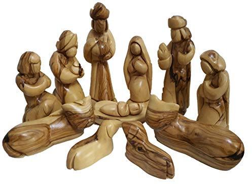 Bethlehem Gifts TM Carved from Bethlehem Olive Wood Christmas Nativity Story Figurines (5 Figurines Without Faces)
