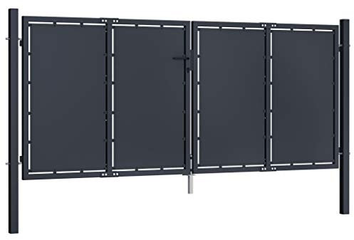 Tidyard Cancello da Giardino in Acciaio Antracite,Cancello per Esterno,Cancello Doppia Battente,Cancello in Metallo,Cancello in Acciaio 300 x 125 cm/300 x 175 cm/300 x 225 cm/400 x 125 cm/350 x 175 cm