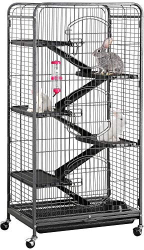 Yaheetech Nagervoliere Käfig für Erwachsene Ratten Kaninchen Frettchen Chinchillas 64 x 43,7 x 131,2 cm Schwarz