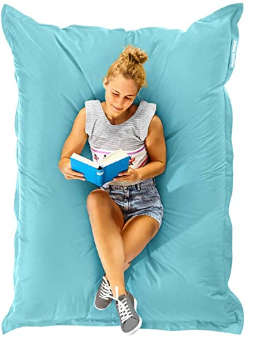 Green Bean Square XXL Riesensitzsackhülle 140x180 cm - PVC Bezug - Indoor und Outdoor Sitzsackhülle - Bean Bag Bezug - Sitzsackbezug ohne Füllung - Lounge Chair Hülle - abwaschbar - Aquamarin