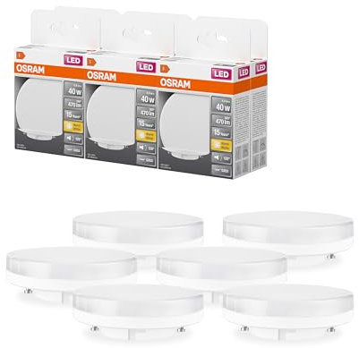 OSRAM LED Glas Spot mit GX53 Sockel, Warmweiss (2700K), Glas Spot mit 100 Grad Ausstrahlungswinkel, 6W, Ersatz für 40W-Glühbirne, 6er-Pack, Warmweiß