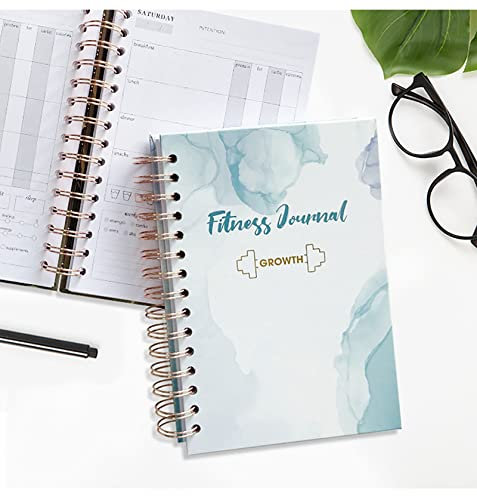 BIGWHEAT88 Fitnessplan Spiral-Notizbuch Liniertes Übungs- und Ernährungs Tagebuch für Body Manager Perfektes Sportgeschenk,Blue,A5(205 * 142mm)