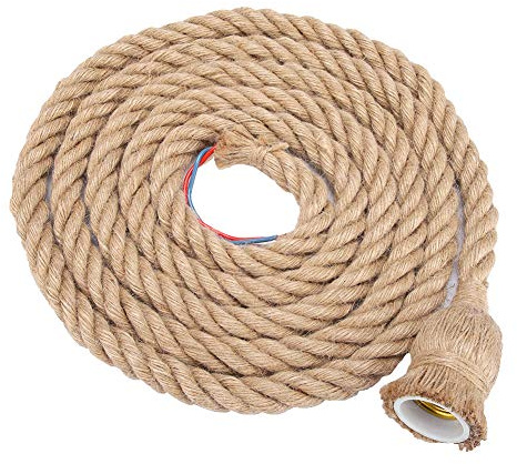 Akozon E27 Vintage Canapa, 3M Corda Lampadario Base Pendente 3M 6.5FT Lampadario Portalampada 85 265V per Progetti Industriali Fai da Te Decorazione