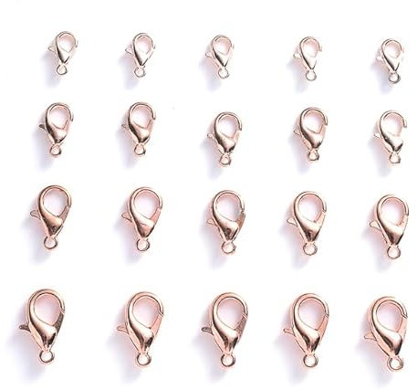 50 Stück 10/12/14/16 mm antike Karabinerverschlüsse für Schmuckherstellung, Armband, Halskette, Verbindungskette, DIY-Zubehör, Roségold, 10 x 5 mm