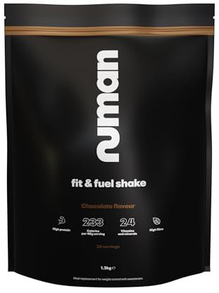 Numan Fit & Fuel Shake - Meal Replacement Shake for Weight Loss - High Whey Protein Powder, High Fibre, Gluten Free, Vegetarian - 1.2kg, 30 Servings (Chocolate)