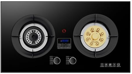 Gas Stove,17760 BTU Tempered Glass Tabletop/built-in Gas Cooktop 2 Burners,Pulse Ignition,Suitable for Home and Commercial Use,LPG/NG (Size : NG)