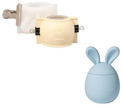 BOOWAN NICOLE Ostern Hasenei- Ohriges Ei Kerzen Jar Silikonform,Kerzenhalter Dose mit Deckel Beton Gießform,Jesmonite Bunny Osterei Silikonformen Deko
