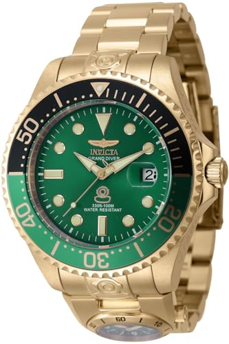 Invicta Grand Diver 45818 Herren Uhr - Wasserdicht - Analog - Automatikuhr - Edelstahl mit grünen zifferblat - 47mm