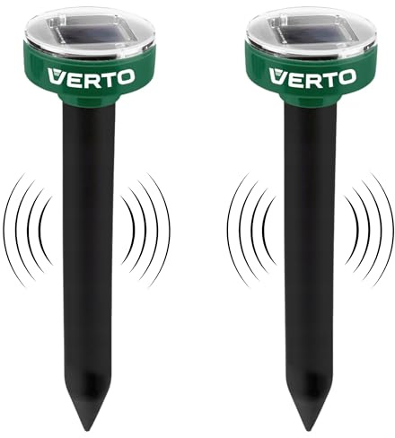VERTO Solar Maulwurf Vertreiber Wühlmausschreck bis 350m² 2er Pack - Mole Repellent UltrasonicSonic-gerät mit ON/Off Schalter - Ultraschall Schädlingsvertreiber