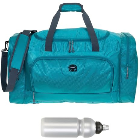 Sporttasche groß 55 cm Gym Bag Sport Elephant Trainer türkis 1243 +Flasche | petrol Damen Herren Reisetasche Sauna Schwimmtasche Reise Arbeit Fitness Tasche Gymbag Sportstudio 40 L