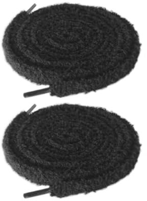 UamGlsob Lacets de chaussure pelucheux, 10mm larges lacets dentelle, mignons laces fluffy peluche épais et moelleux pour chaussures décontractées (Black, 39/100cm)