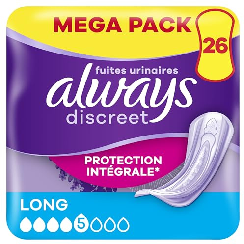 Alltid diskreta sanitetsbindor för bubbelsvaghet, lång, 26 stycken