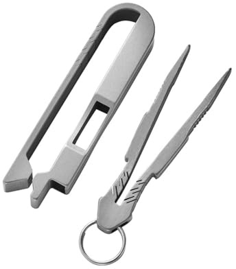 Mini Titanpinzetten Schlüsselanhänger Pinzette mit Gürtelclip, EDC-Gadgets für Männer, Verstaubare Pinzette Werkzeug für Outdoor Reisen Camping Wandern Notfall