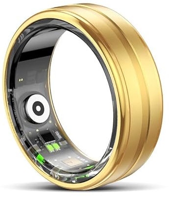 findtime Smart Ring Golden Smartringe Herren Damen Smart Ring Android iOS Fitness Ring Tracker Pulsmesser Schlafmonitor Schrittzähler Gesundheitsüberwachung Aktivitätstracker