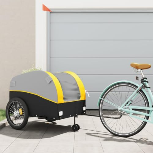 LAPOOH Fahrradanhänger Schwarz und Gelb 45 kg Eisen, Fahrrad Anhänger, Lastenanhänger, Handwagen, Fahrrad-lastenanhänger, Lastenfahrrad - 94155