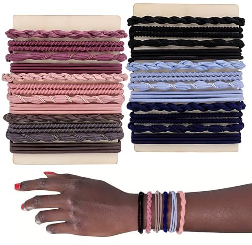 24 Pièces Boho Attache pour Cheveux Femme Homme, Elastiques à Cheveux Elastique Porte Queue de Cheval Bracelet pour Élastique Cheveux pour Cheveux,élastiques à cheveux de style bohème