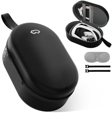 ProCase Funda Rígida para Meta Quest 3/2Pico 4/Apple Vision Pro/BOBOVR M2/M3 Pro/DESTEK QH3, Estuche Protector de Transporte para Auriculares VR Controlador Correa Elite -Negro