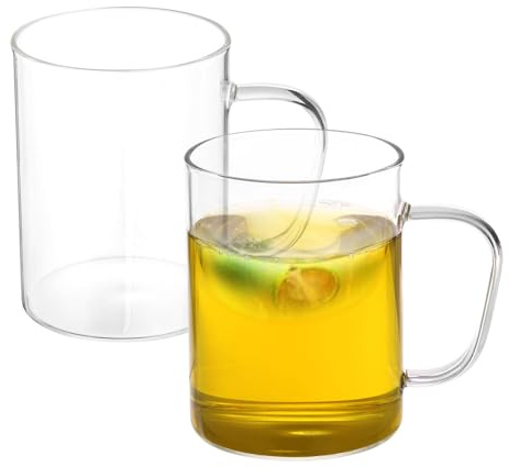 PATIKIL 500ml Glass Measuring Cup, 2 Pack 3.3 Borosilicate Glass Mug Liquid Cups Beaker with Clear Handle for Kitchen, Clear