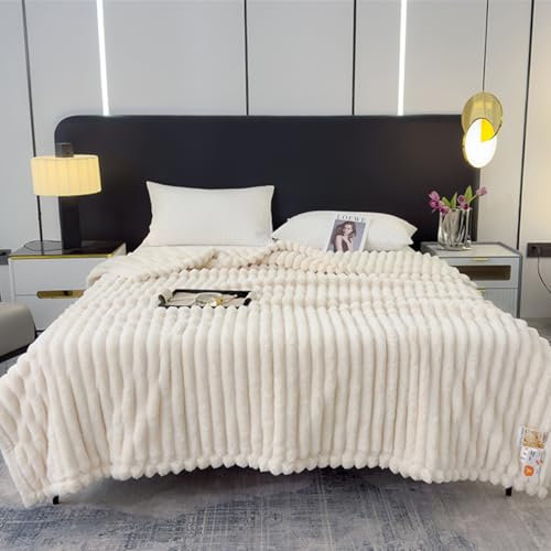 Generisch Thickened Rabbit Plush Nap Blanket,Flannel Milk Velvet Cover Blanket,Reversible Soft Cozy Luxury Fuzzy Office Throw Blanket for Sofa Bedroom Living Room Decor Gift