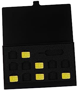 HOMSFOU 2pièces Support De Stockage De Données Alliage avec Emplacements pour Cartes Sim Nano Et Aiguille Étui De Rangement Compact Noir