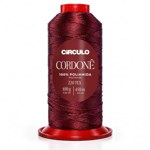 Filato Cordoné Círculo 100% poliammide per uncinetto e lavoro a maglia – 100 g 450 m – Filato lucido, morbido e resistente per bikini, borse, abbigliamento e artigianato (7136)