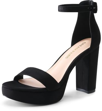 DREAM PAIRS Women's Platform Chunky Heeled Sandals | chunky heel, ankle strap buckle closure, 4mm latex insole