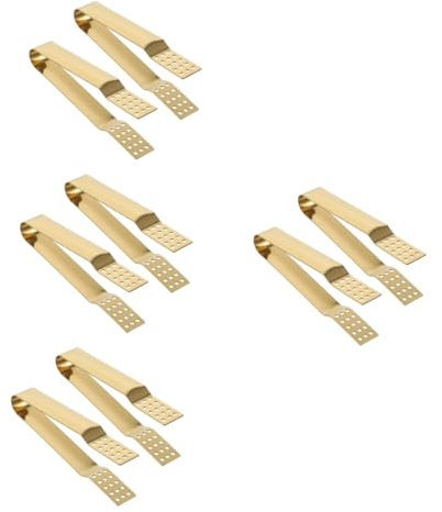 Mikinona 8 Stk Teebeutel-Zubehör küchenzange zuckertütenständer zuckerzangen Teezange für Teebeutel Teebeutelclip Teebeutelzange ergonomische Zuckerzange Metallzange 430er Edelstahl Golden