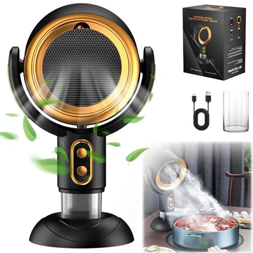 Puffhide Air Purifier Fan for Smoking Indoors - Portable Smoke Away Device, Removes Odors (GOLD)