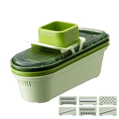 Cortador de pepinos - Picadora de verduras, rallador de pepinos portátil | Herramienta para triturar aparatos de cocina con 6 fresas y 3 cestas, juego de corte de verduras multiusos para el