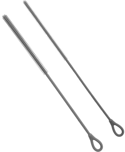 2pcs Brosses Paille en Silicone, 6 mm et 9 mm Nettoyeurs de Paille Extra Longs Brosse de Nettoyage à Suspendre Réutilisable Nettoyeur de Crevasses Pliable pour Verre Métal Pailles (Gris)