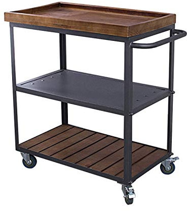 Deluxe-Barwagen mit 2 Etagen, Weinregal, Küchen-Servierwagen und Teestation, Schiebewagen mit offenem Design und Deluxe-Rollen (60 x 40 x 70 cm)