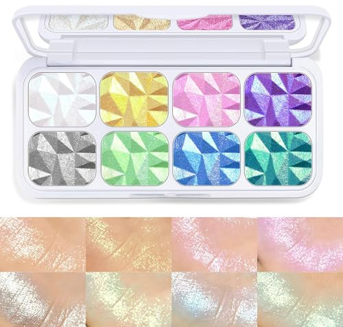 Lilbitty 1 pezzo 8 colori palette di ombretti glitterati, trucco scintillante per gli occhi, lucentezza impermeabile a lunga durata, trucco per gli occhi per le feste e la vita quotidiana