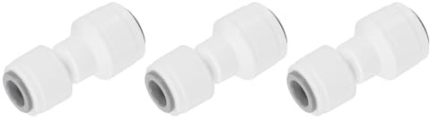 QUARKZMAN 3 Stück Wasserzulaufleitung Universal Anschluss-Set, 5/16 OD x 3/8 OD Pushfit gerade Stecker Kunststoff Kugelhahn mit Griffen für Wasserrohr, RO Wassersystem, Weiß(8-10mm)