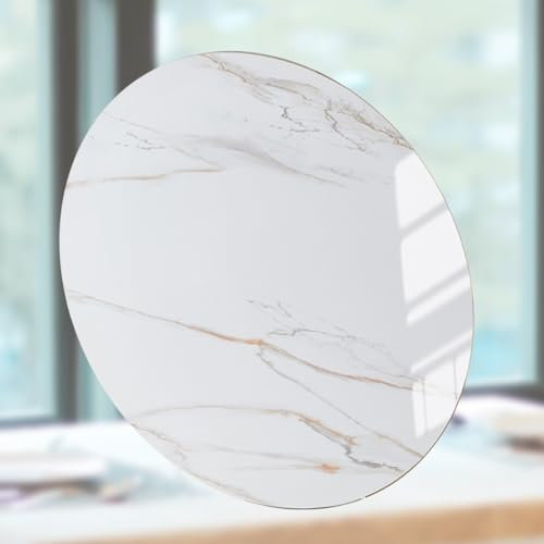 Générique Assiette de Service Rotative Ronde, 50 60 70 80 85 90cm Grand Lazy Susan Plateau Tournant de Cuisine, Plateau Rotatif Rotatif 360° en Marbre Texturé Rock Slab(Glossy White Gold,20in/50cm)
