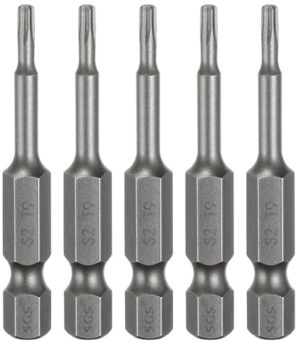QUARKZMAN 5 Stück T9 Torx Bit Set Schraubendreher Bitsatz 1/4 Zoll Sechskantschaft 50mm Lang Magnetisch Hex Sechskant Ohne Loch Spitze Bohrer Bits S2 Stahl für Torx Schrauben Werkzeug