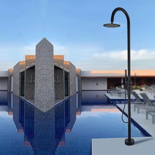 QYOEGSQ Douche de Piscine extérieure autoportante, Colonne de Douche extérieure en Acier Inoxydable à 3 Fonctions, Design antirouille, résistante à l'usure et à la Rouille, for Jardin(Black)